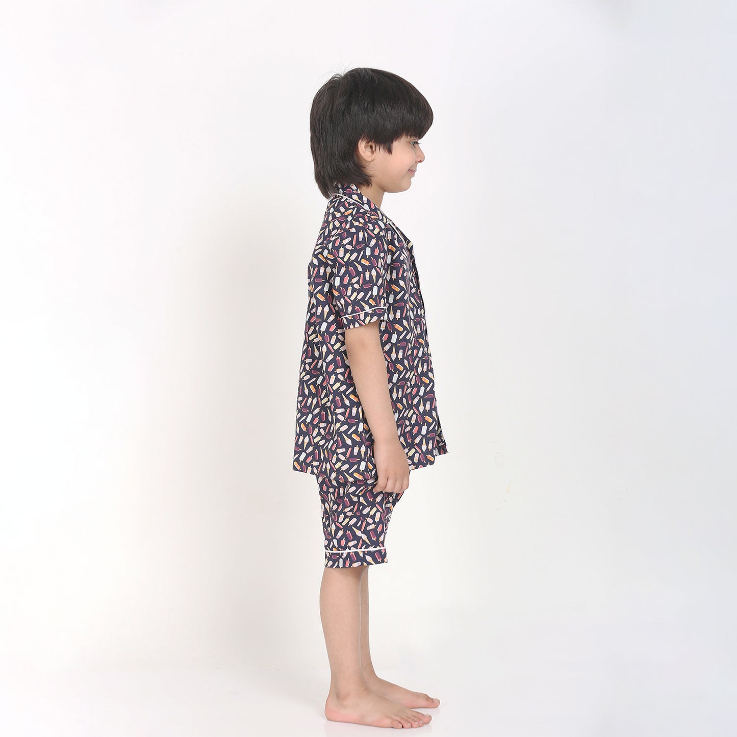 Notched Collared Sleepsuit in Icecream Print for Girls & Boys