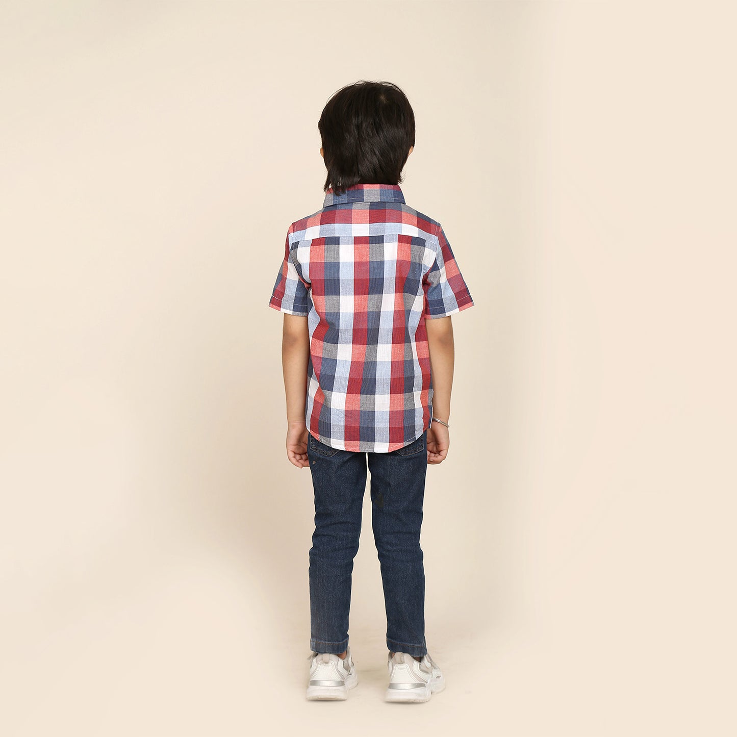 Half Sleeves Check Shirt for Boys- Multicolored