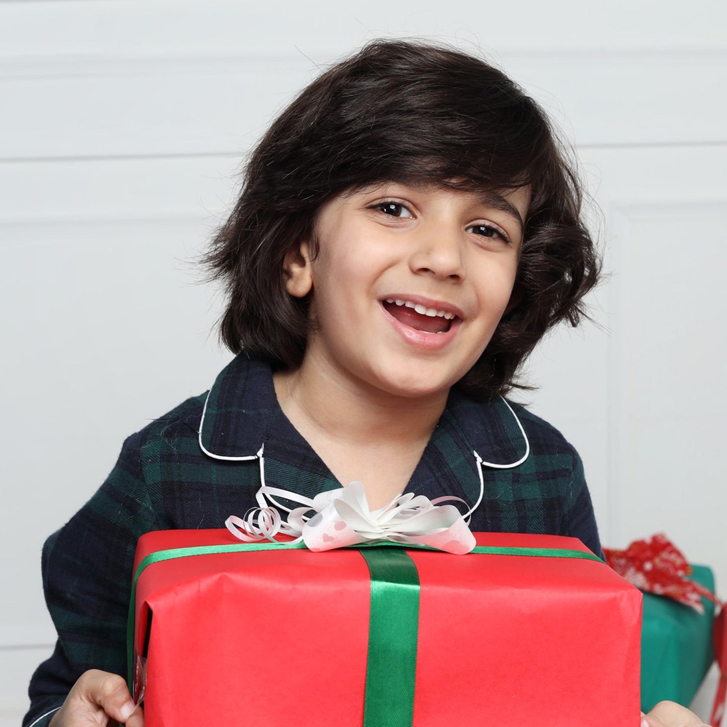 Classic Christmas Green Plaid PJ Set for Girls & Boys
