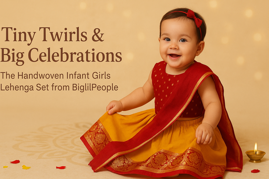 Tiny Twirls & Big Celebrations: The Handwoven Infant Girls Lehenga Set from BiglilPeople