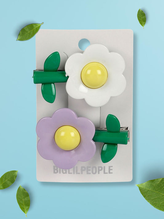 Flower Design Hair Clip For Girls-Pack of 2