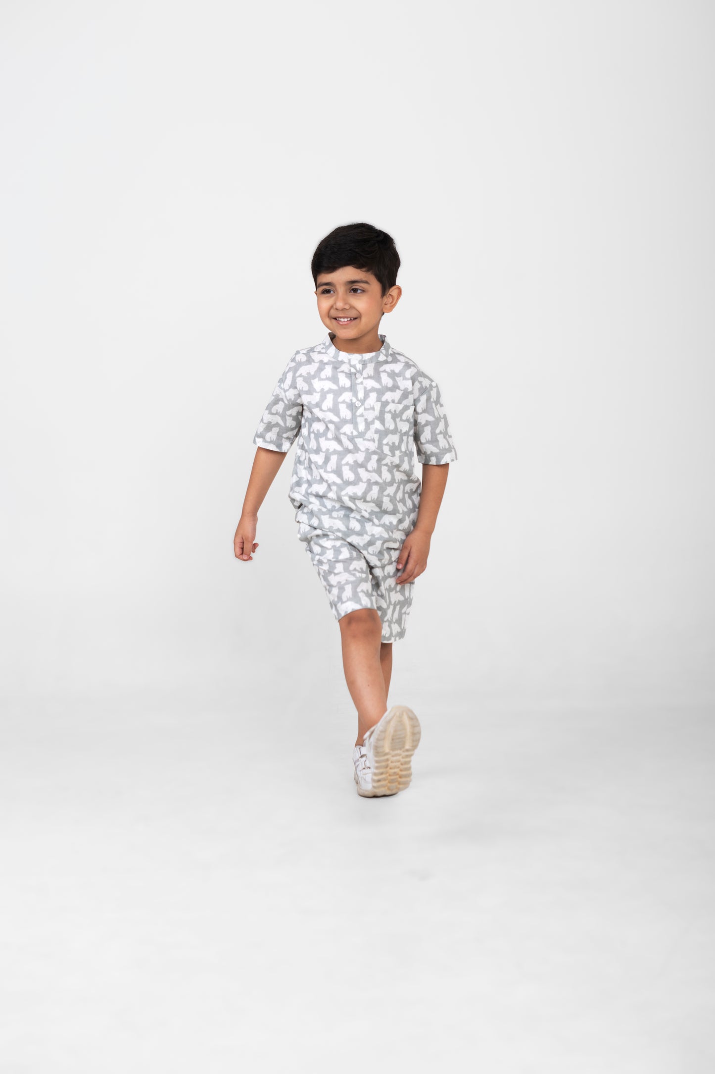 Kids Cotton Half Sleeves Co-ords Set For Unisex (Animals Print)