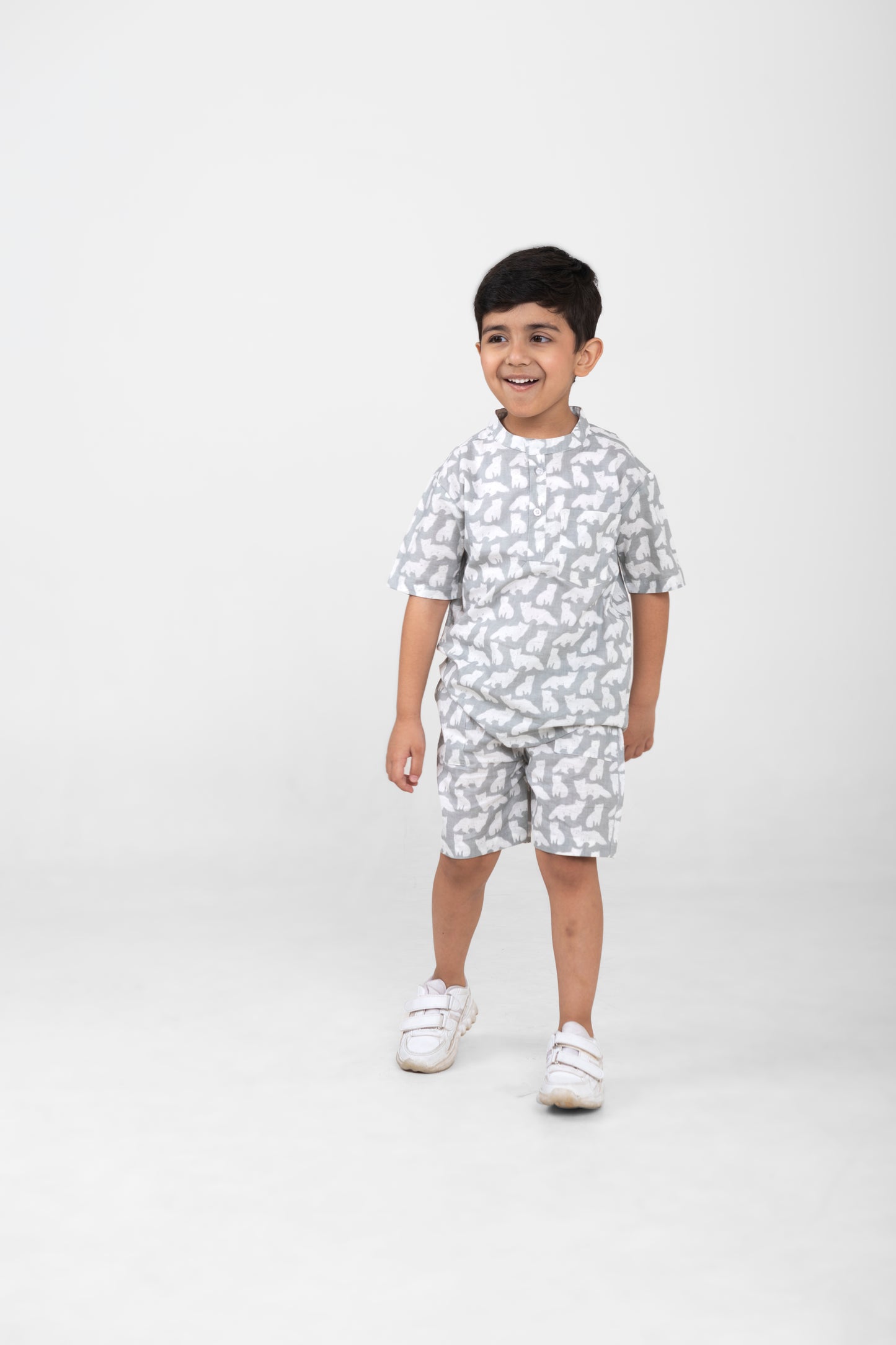Kids Cotton Half Sleeves Co-ords Set For Unisex (Animals Print)