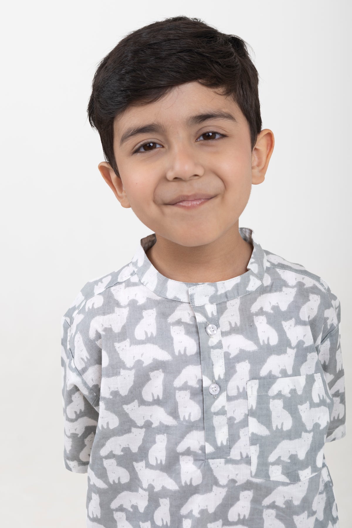 Conjunto de dos piezas de algodón de manga corta para niños unisex (estampado de animales)