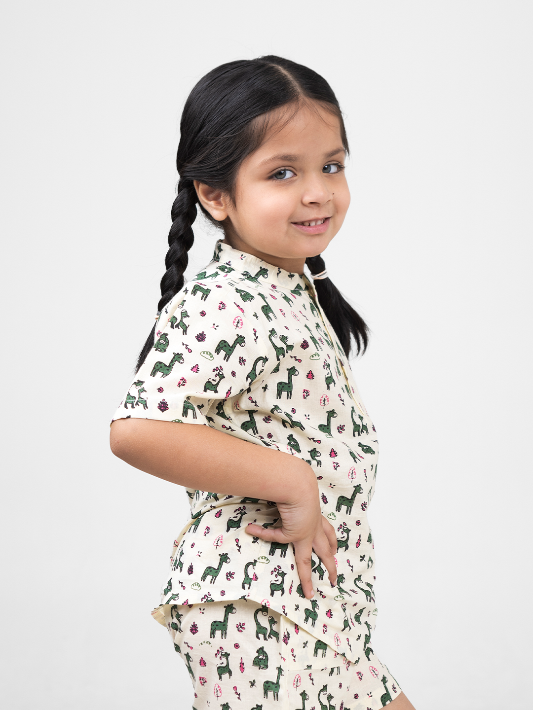 Conjunto Unisex de Algodón de Manga Corta para Niños (Estampado de Animales)