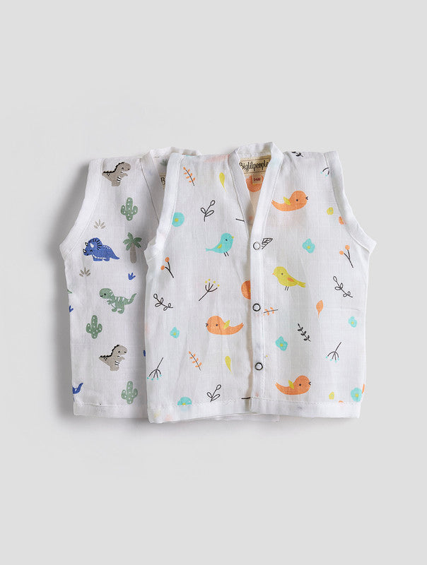 Infants' 100% Cotton Muslin Jablas-Set of 2 Soft & Comfy (Dino & Sparrow)