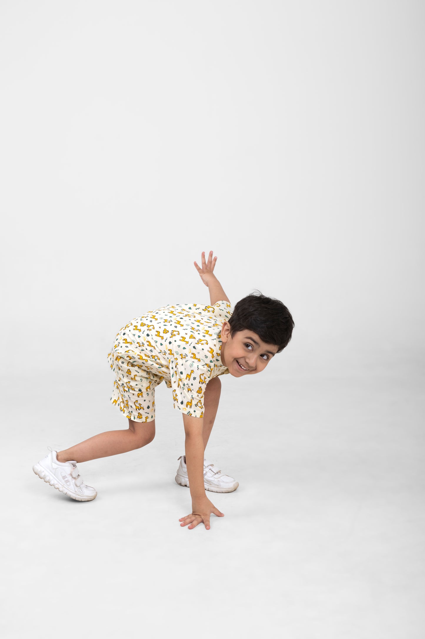 Kids Cotton Half Sleeves Co-ords Set For Unisex (Animals Print)