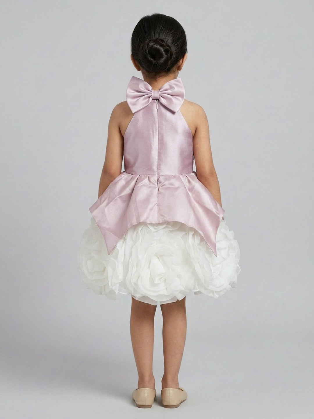 Biglilpeople Girls Satin & Organza Layered Luxury Banquet Dress
