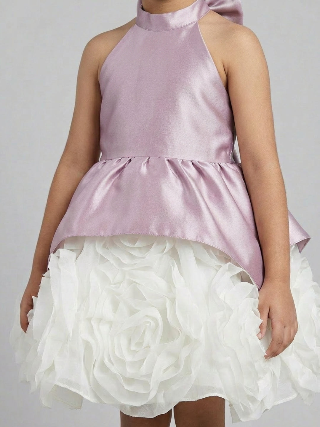 Biglilpeople Girls Satin & Organza Layered Luxury Banquet Dress