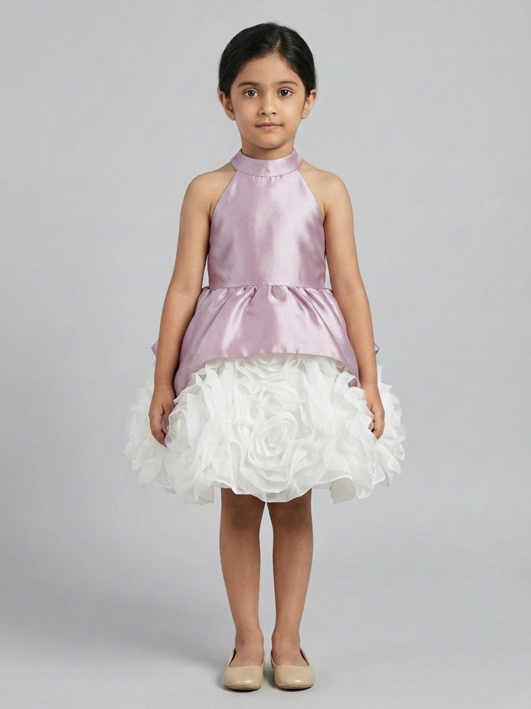 Biglilpeople Girls Satin & Organza Layered Luxury Banquet Dress