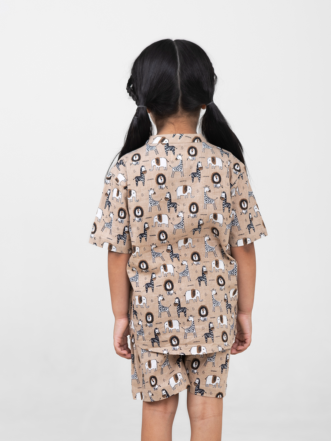 Conjunto unisex de camiseta y pantalón corto de algodón de media manga para niños (estampado de animales)