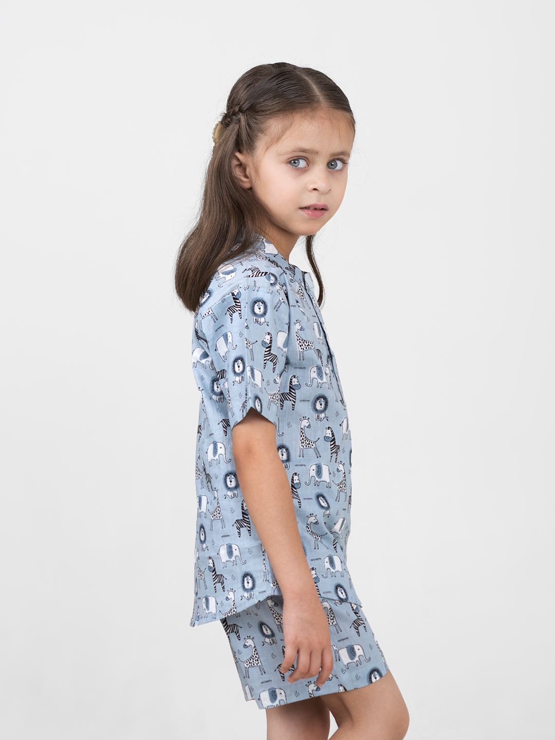 Kids Cotton Half Sleeves Co-ords Set For Unisex (Animals-Print)