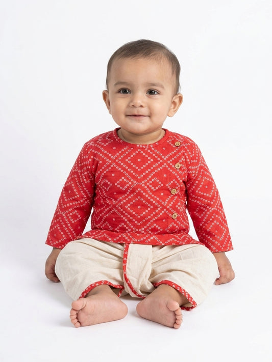 Biglilpeople Boys Printed Traditional Ethnic Kurta and Dhoti Set