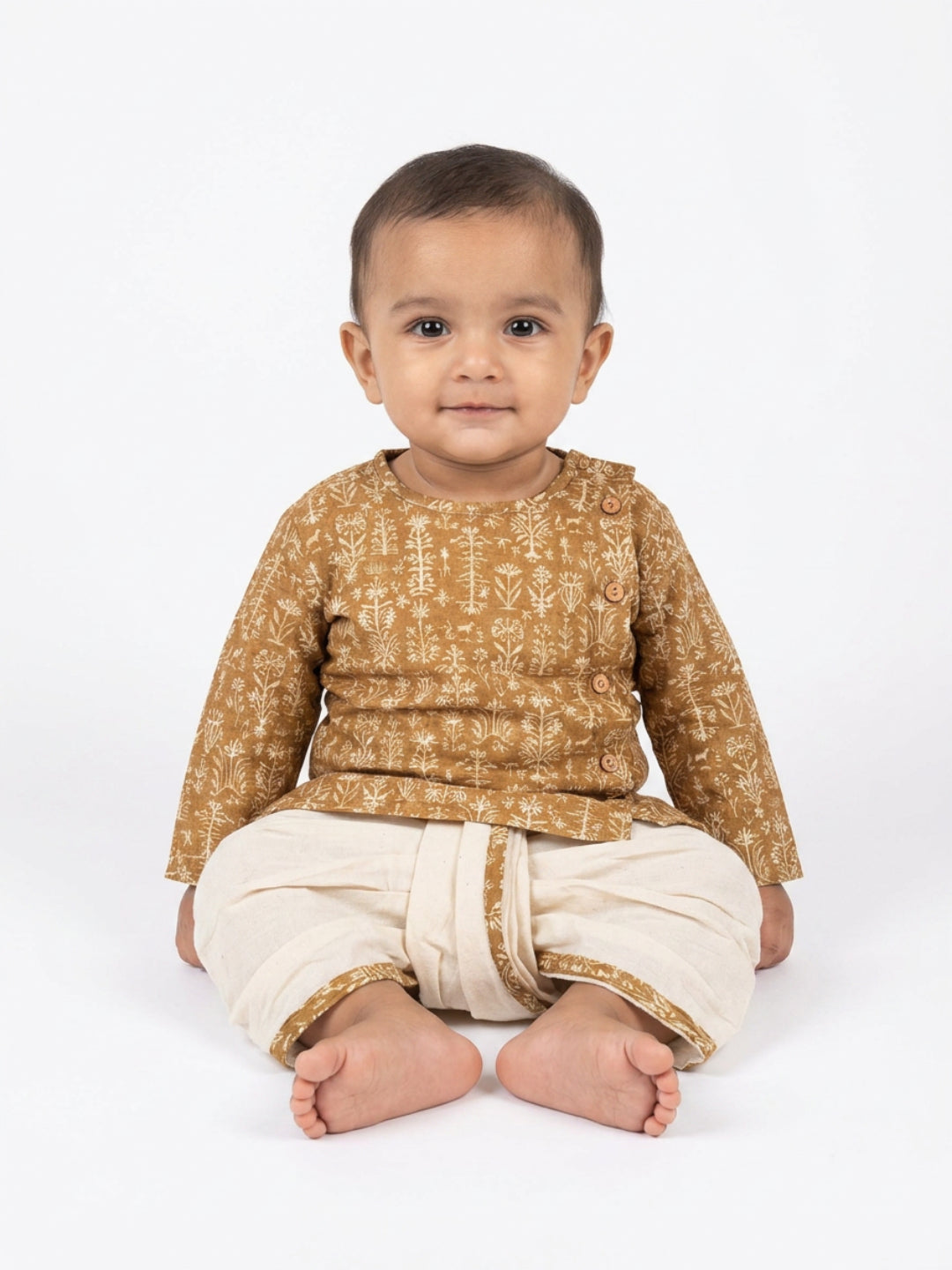 Biglilpeople Boys Printed Traditional Ethnic Kurta and Dhoti Set