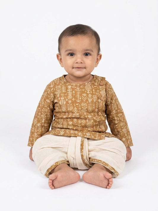 Biglilpeople Boys Printed Traditional Ethnic Kurta and Dhoti Set