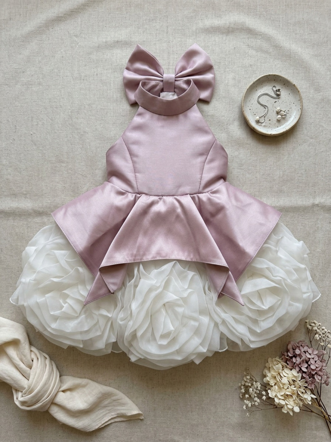 Biglilpeople Girls Satin & Organza Layered Luxury Banquet Dress