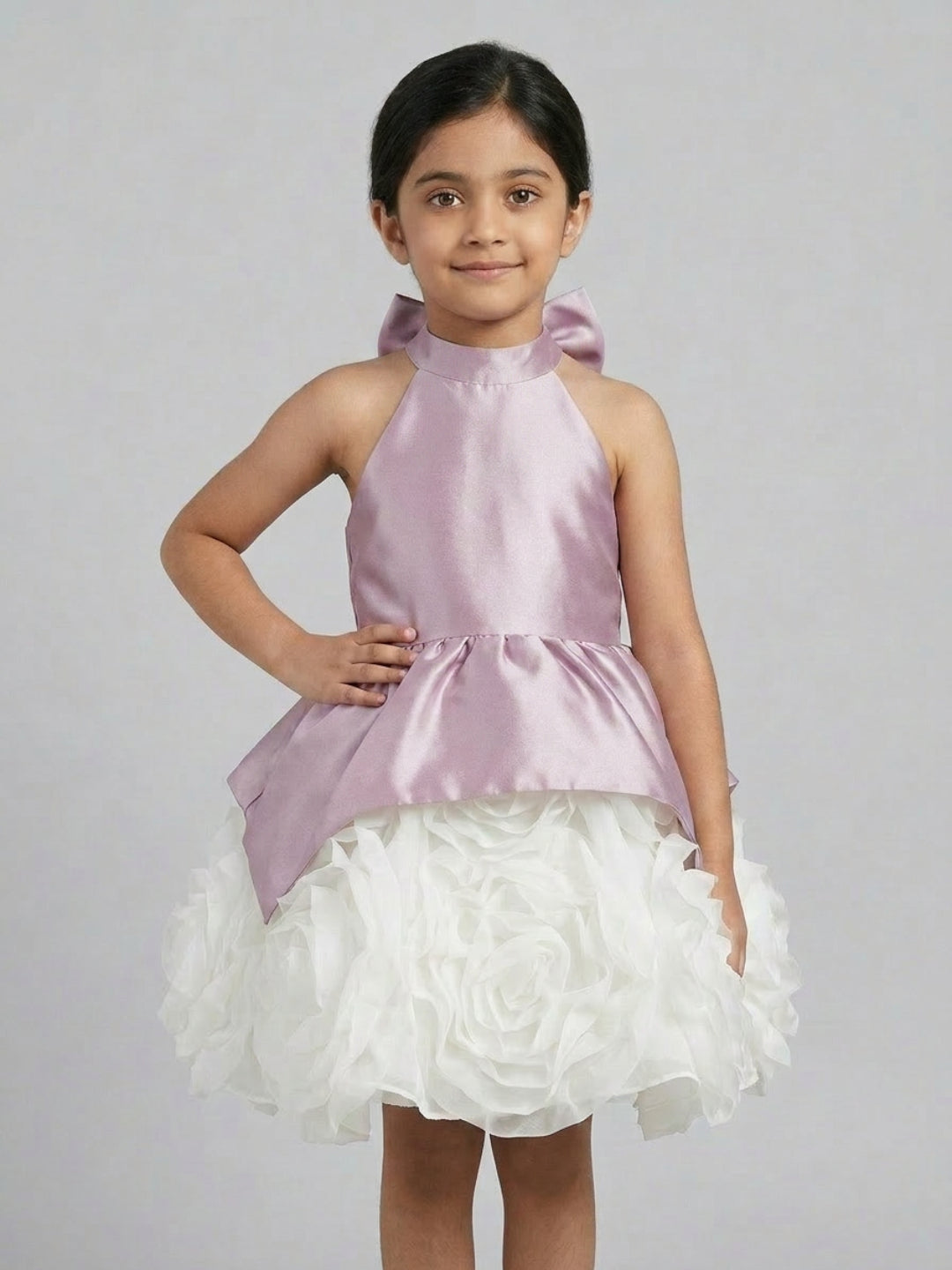 Biglilpeople Girls Satin & Organza Layered Luxury Banquet Dress