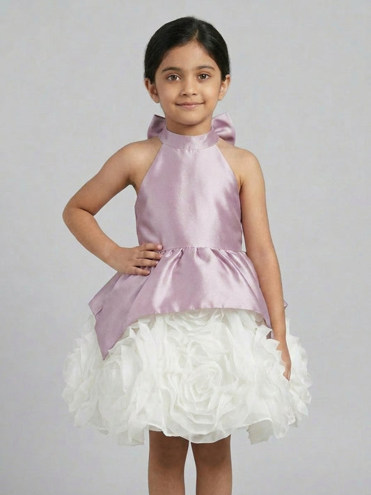 Biglilpeople Girls Satin & Organza Layered Luxury Banquet Dress