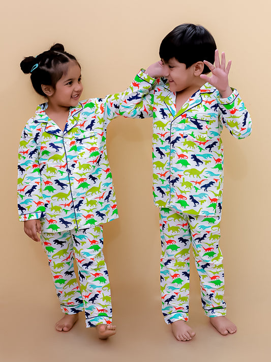 Abstract Print Full Sleeves Night Suits For Boys and Girls