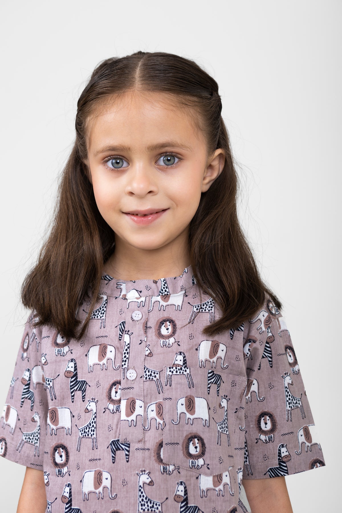 Conjunto de dos piezas de algodón de manga corta para niños unisex (estampado de animales)