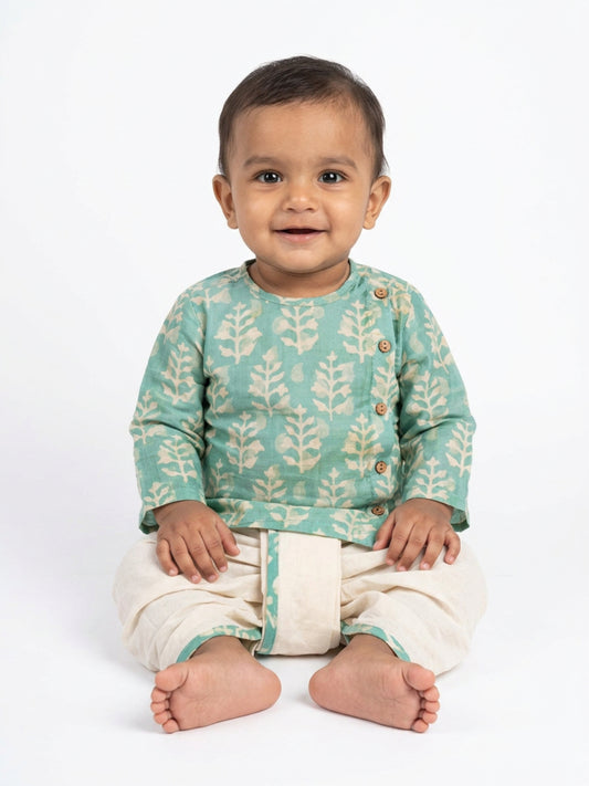 Biglilpeople Boys Printed Traditional Ethnic Kurta and Dhoti Set
