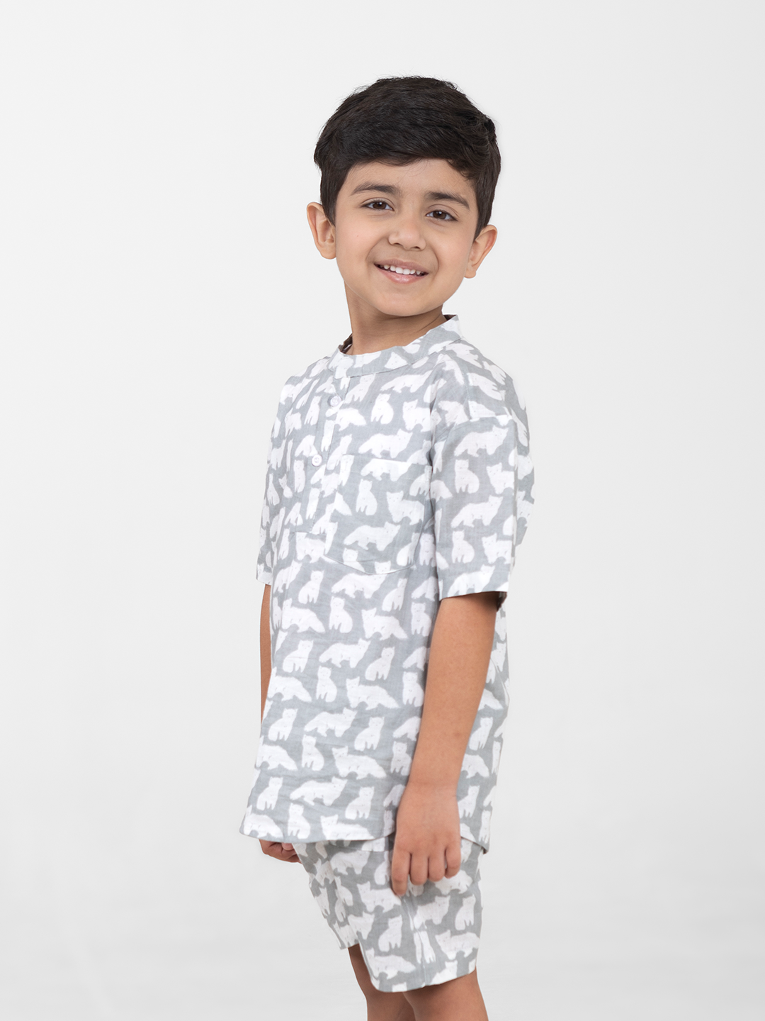Conjunto de dos piezas de algodón de manga corta para niños unisex (estampado de animales)
