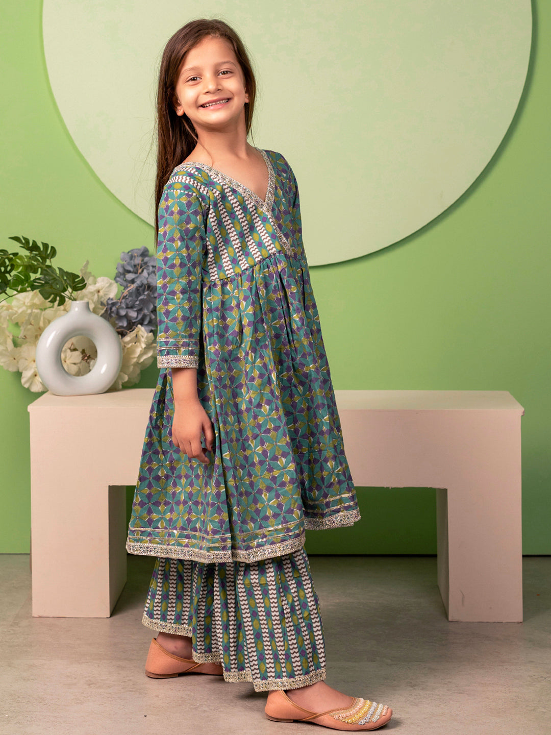 Sharara set for Girls - Blue & Green