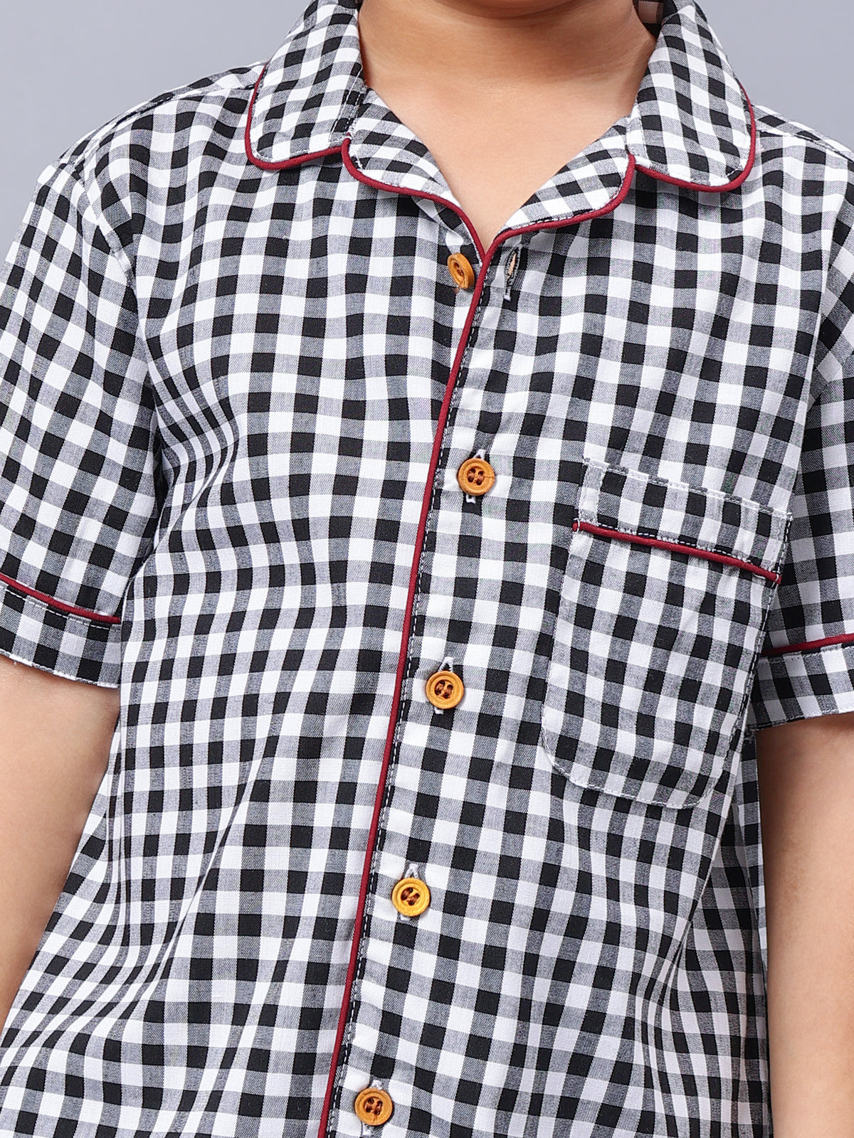 Black & White Checked Night Suits For Girls & Boys