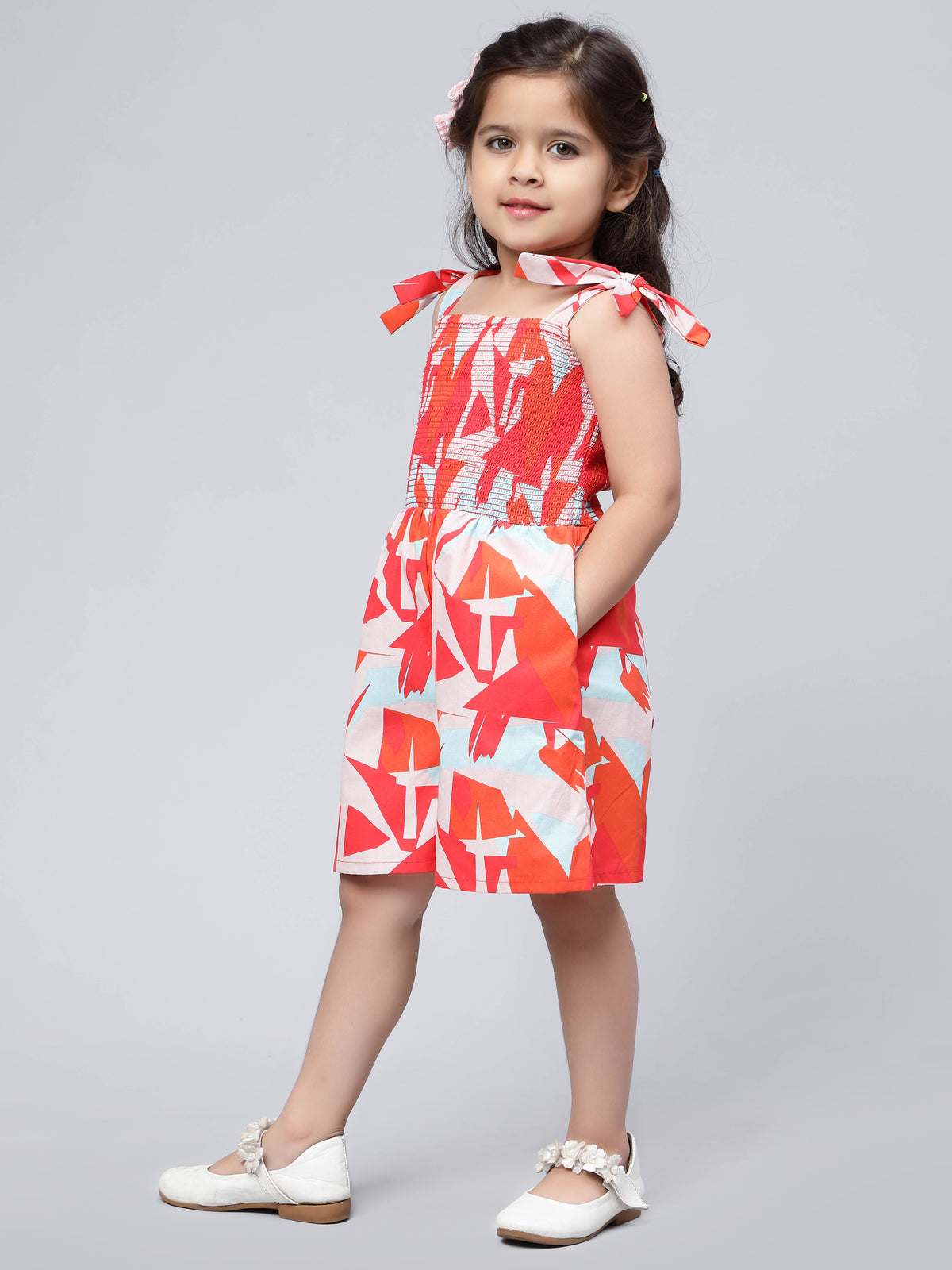 Jumpsuits for Girls in Red Abstract Print