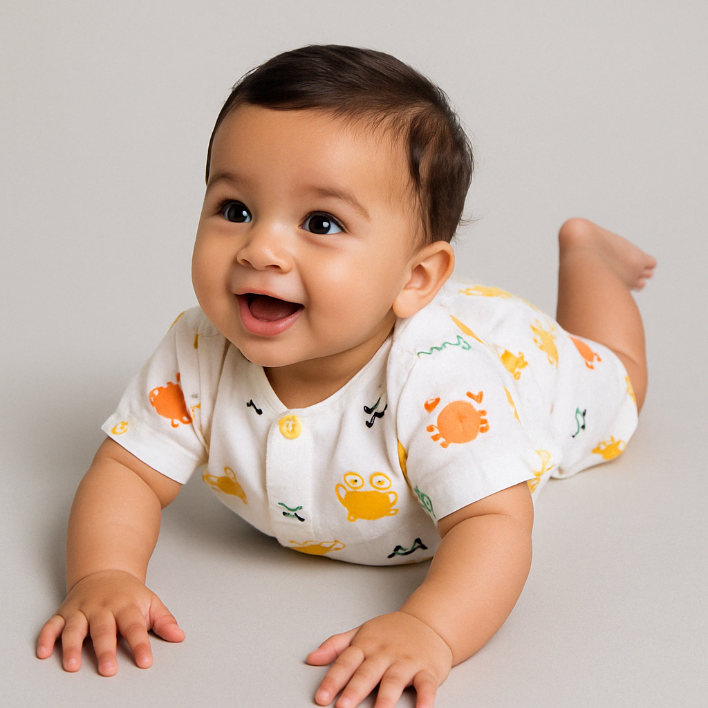 Infants' 100% Cotton Muslin Co-ord Set Soft & Comfy (Crab)