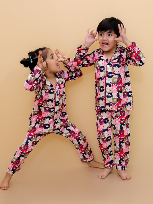 Lama Printed Night Suit For Boys and Girls