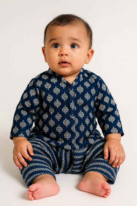 Infant Dhoti Kurta Set in Floral Printed