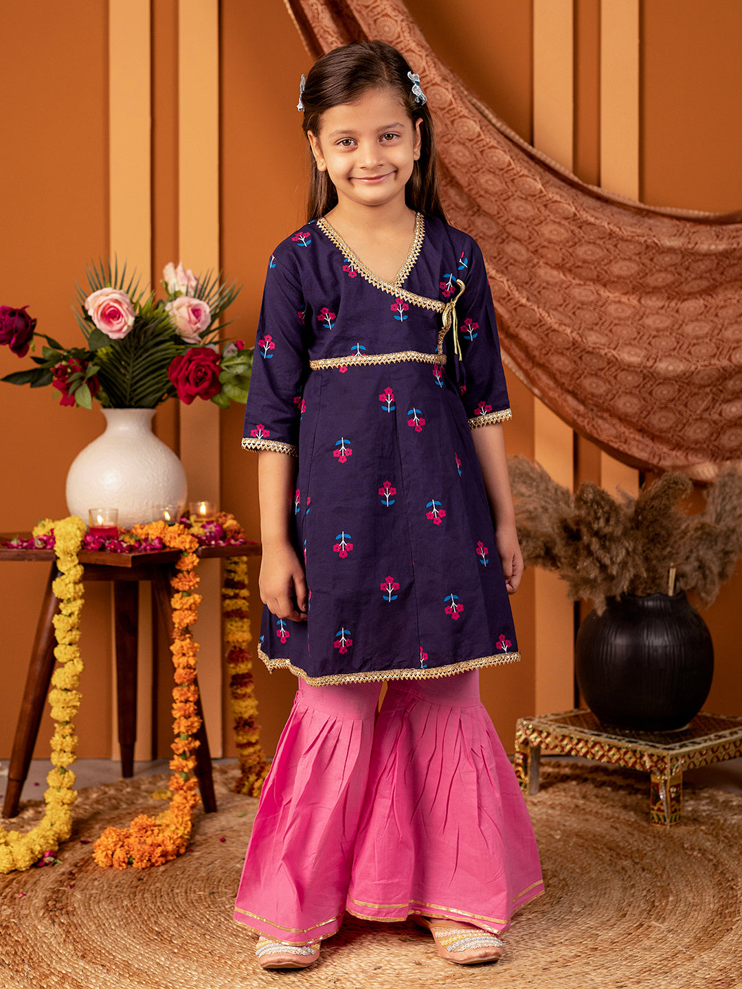 Sharara set for Girls - Blue & Pink