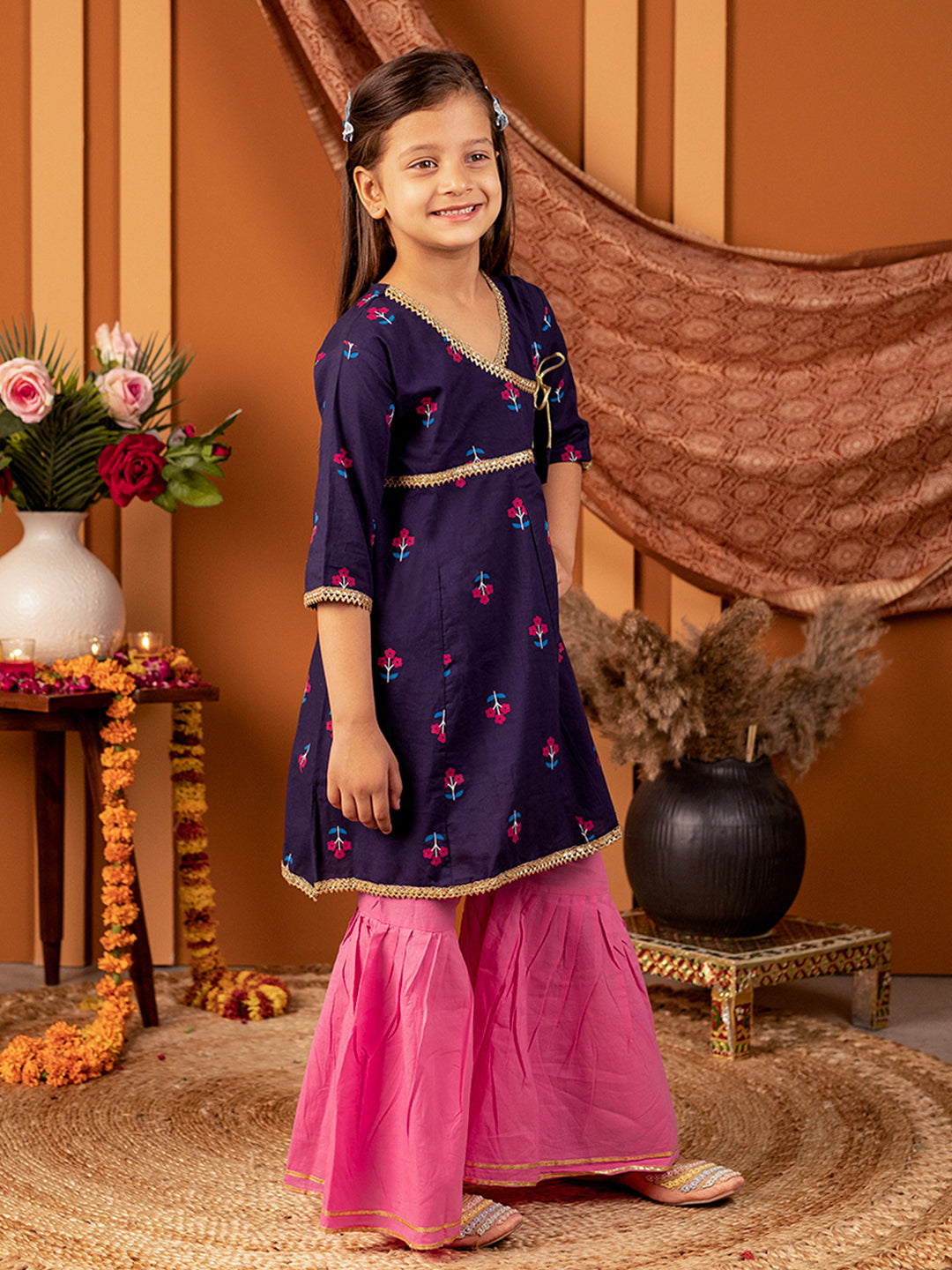 Sharara set for Girls - Blue & Pink