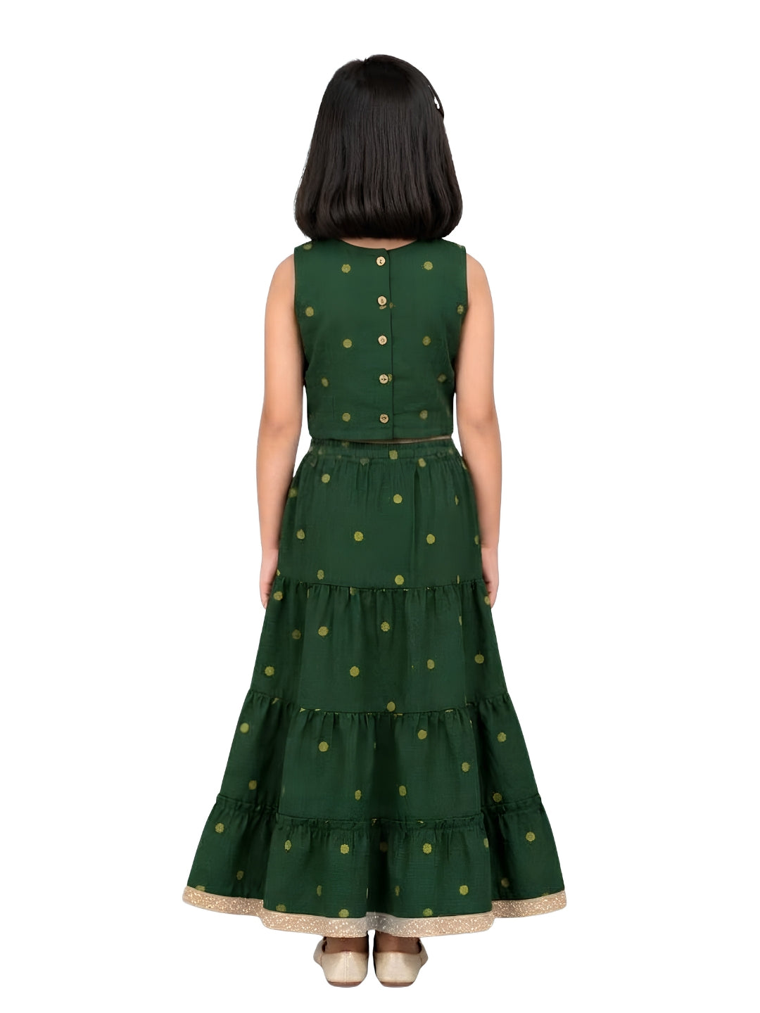 Biglilpeople Girls Round Neck Cotton Silk Lehenga Choli Set