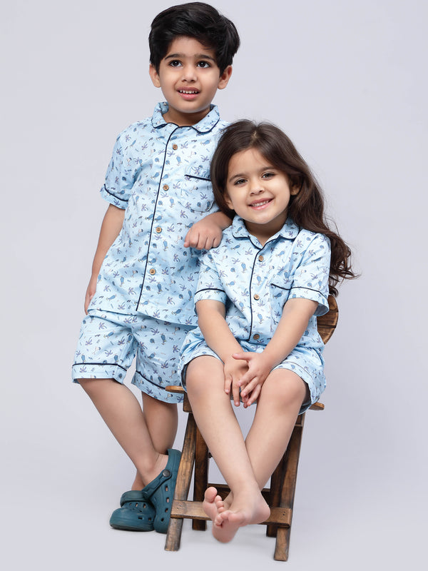 Unisex Beach Print Night Suits for Girls or Boys