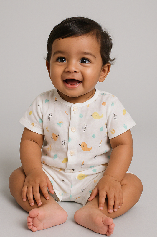 Infants' 100% Cotton Muslin Co-ord Set Soft & Comfy (Sparrow)
