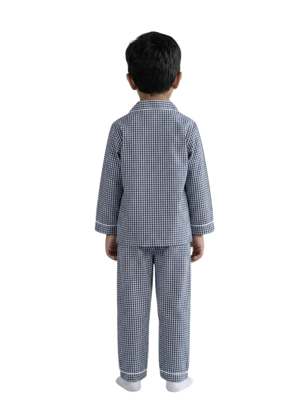 Biglilpeople Kids Unisex Black Checked Cotton Full Sleeve Shirt & Pajama Nightsuit