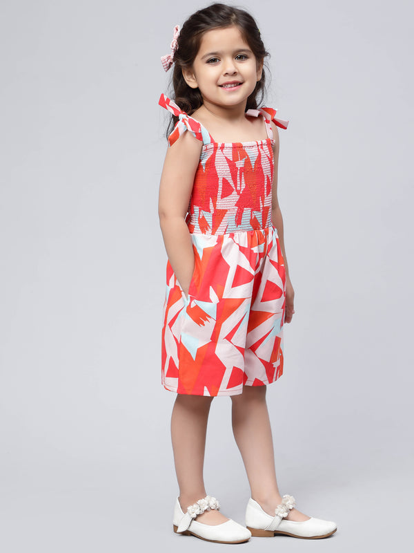Jumpsuits for Girls in Red Abstract Print