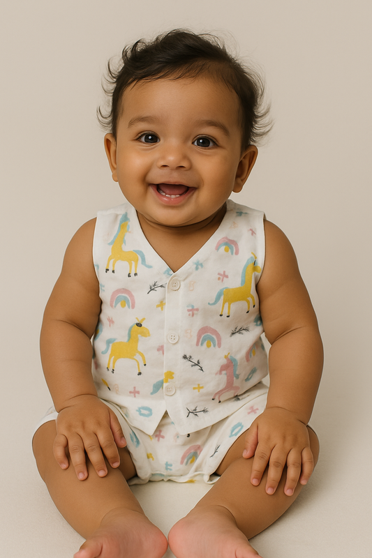Infants' 100% Cotton Muslin Jablas-Set of 3 Soft & Comfy (Elephant, Unicorn & Cactus)