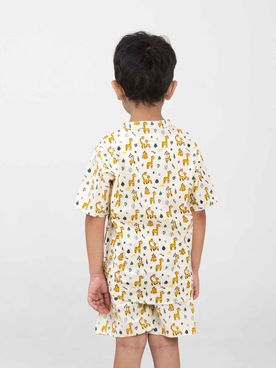 Conjunto de dos piezas de algodón de manga corta para niños unisex (estampado de animales)