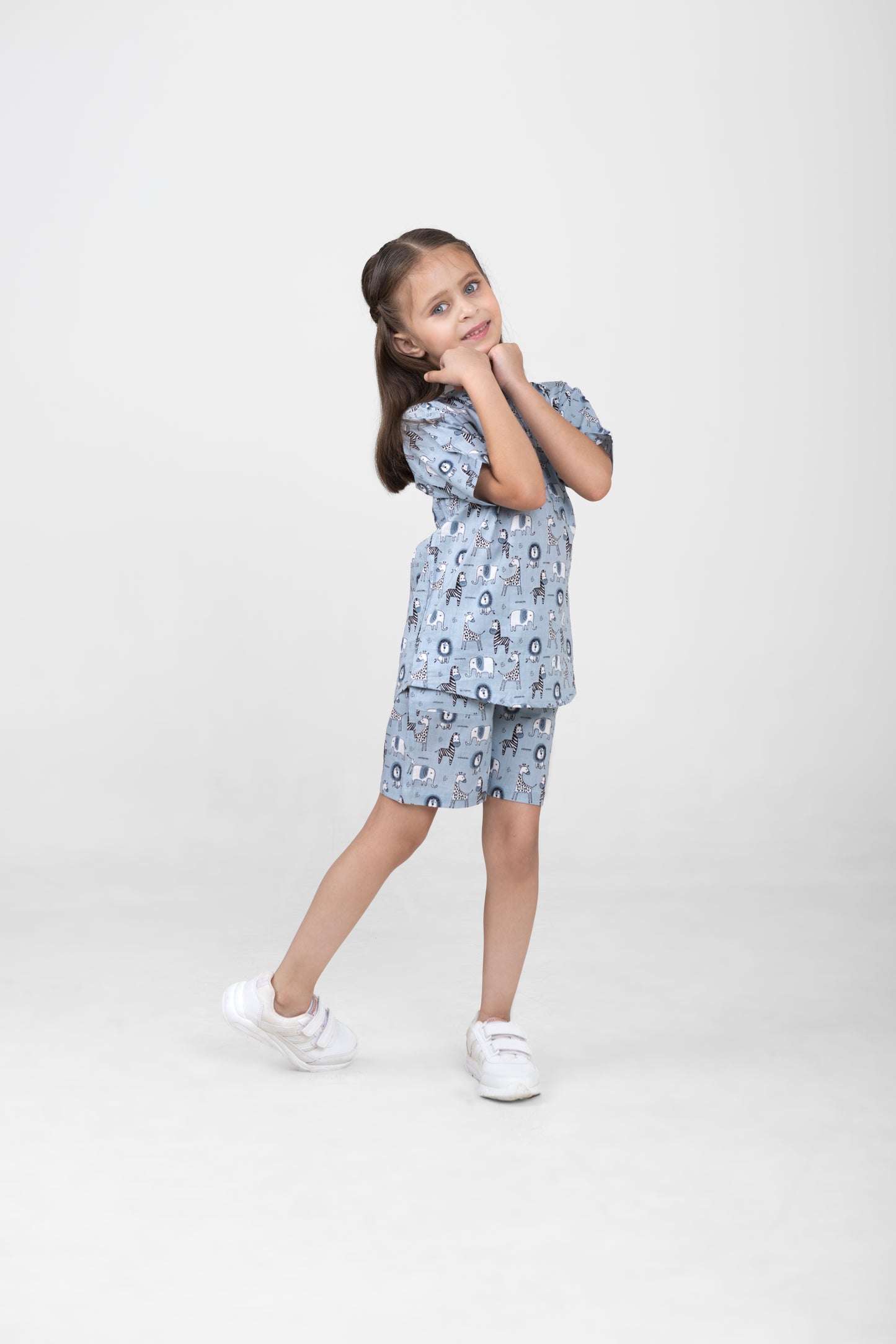 Kids Cotton Half Sleeves Co-ords Set For Unisex (Animals-Print)