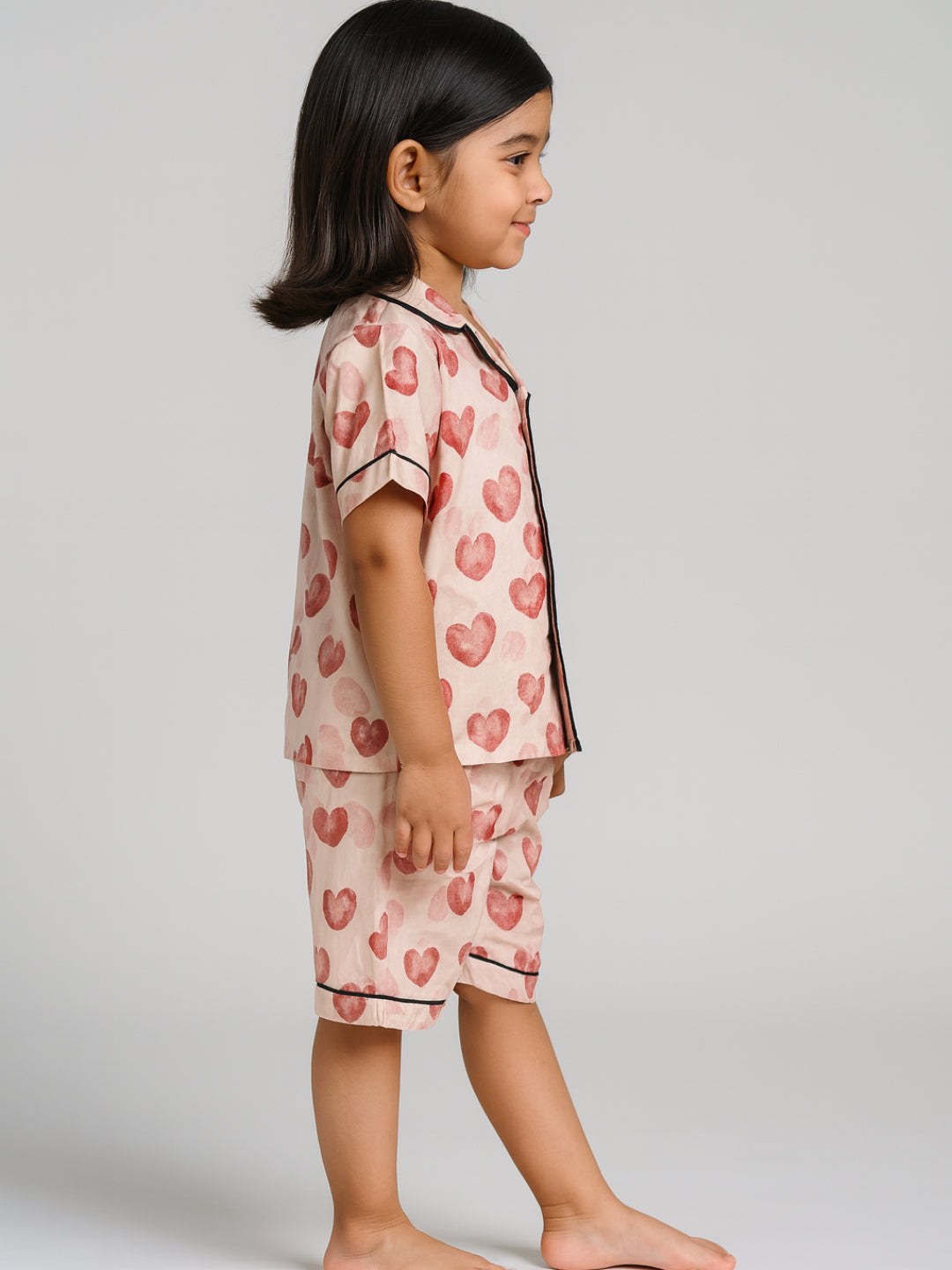 Printed Half Sleeves Night Suits For Boys and Girls-Red