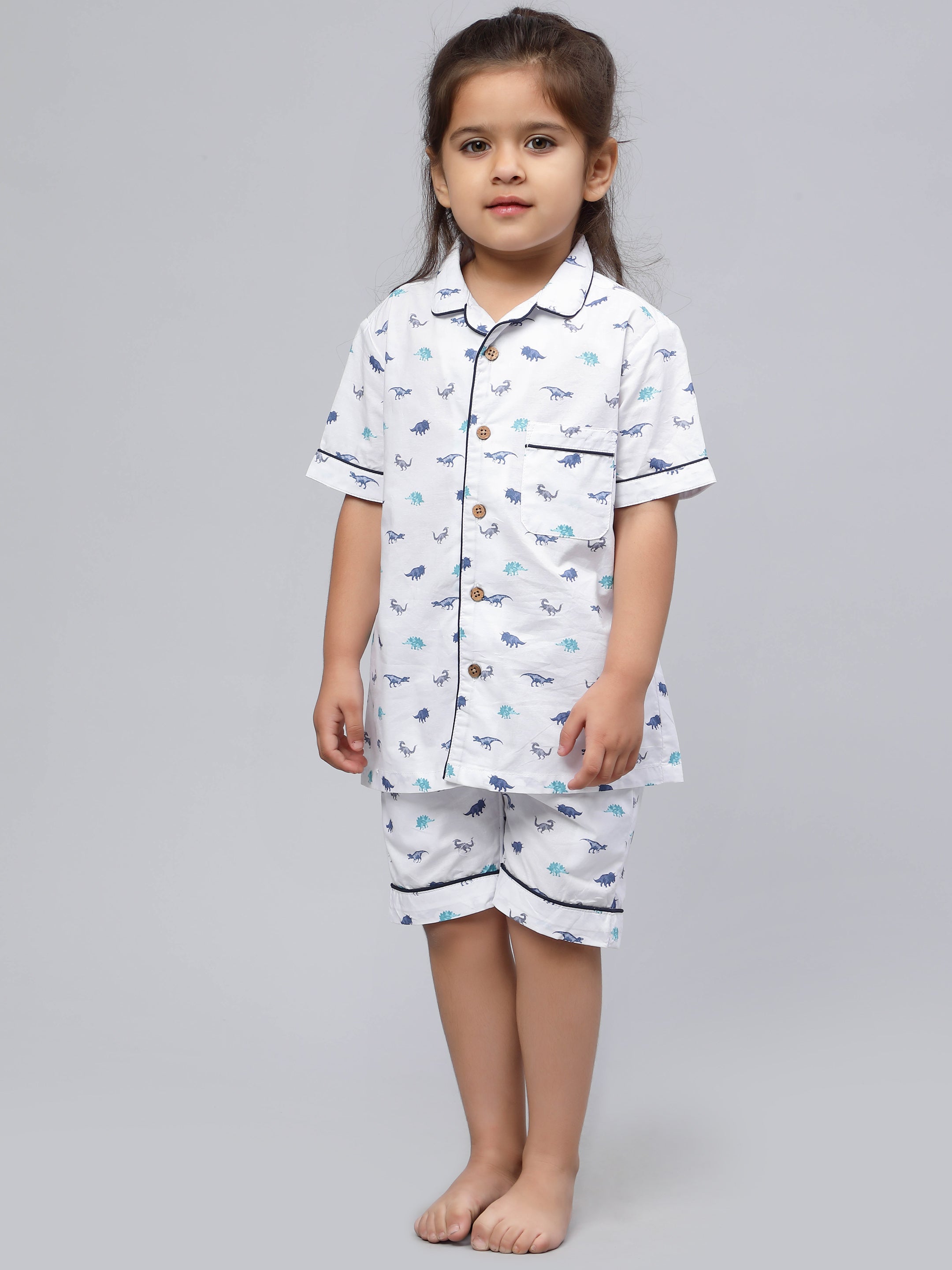 Buy Blue Color Full Sets Night Wear Plain collar Night Dress- Blue Clothing  for Girl Jollee