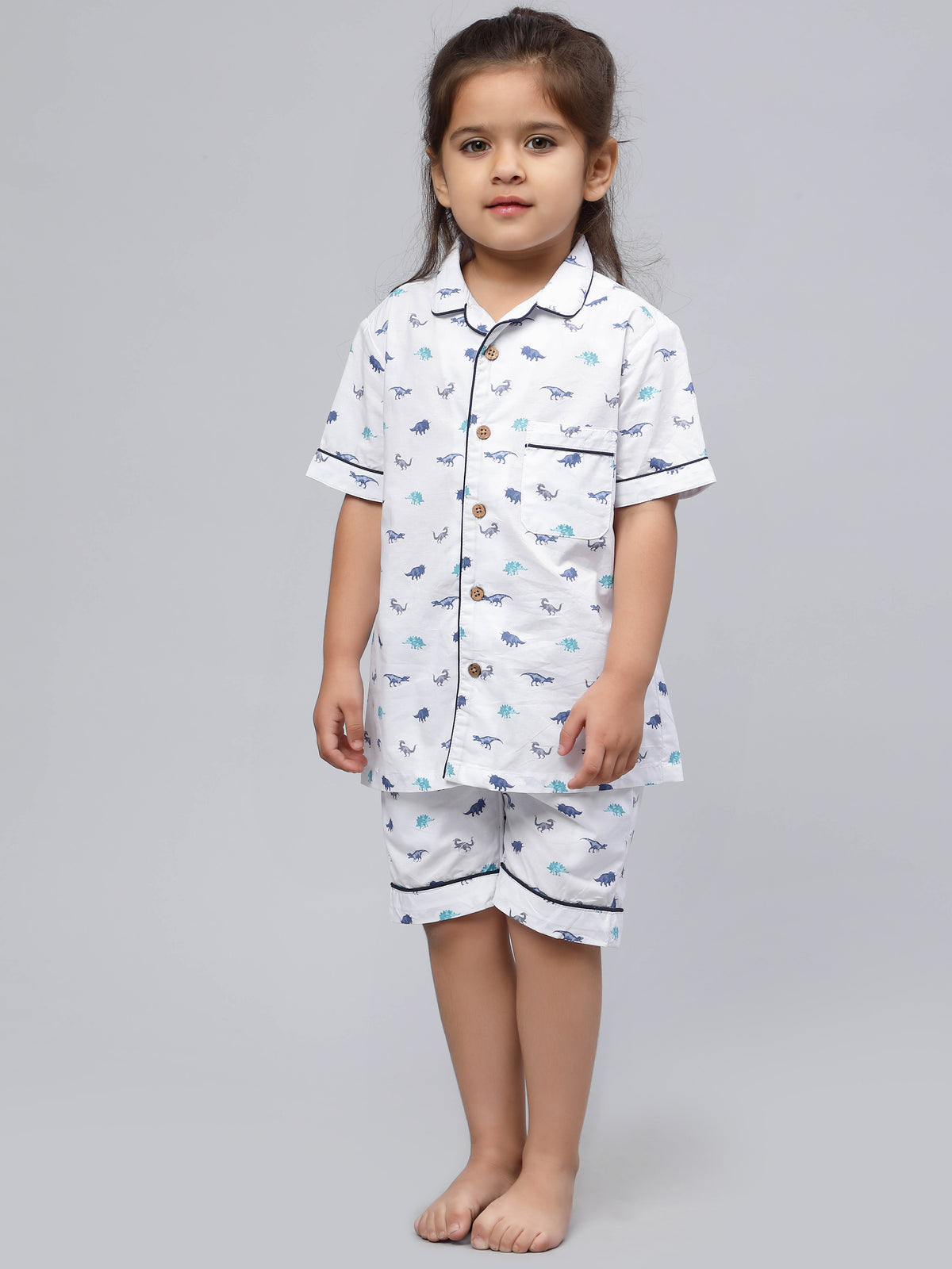 Unisex Collared SleepSuits in Dino Print for Girls or Boys