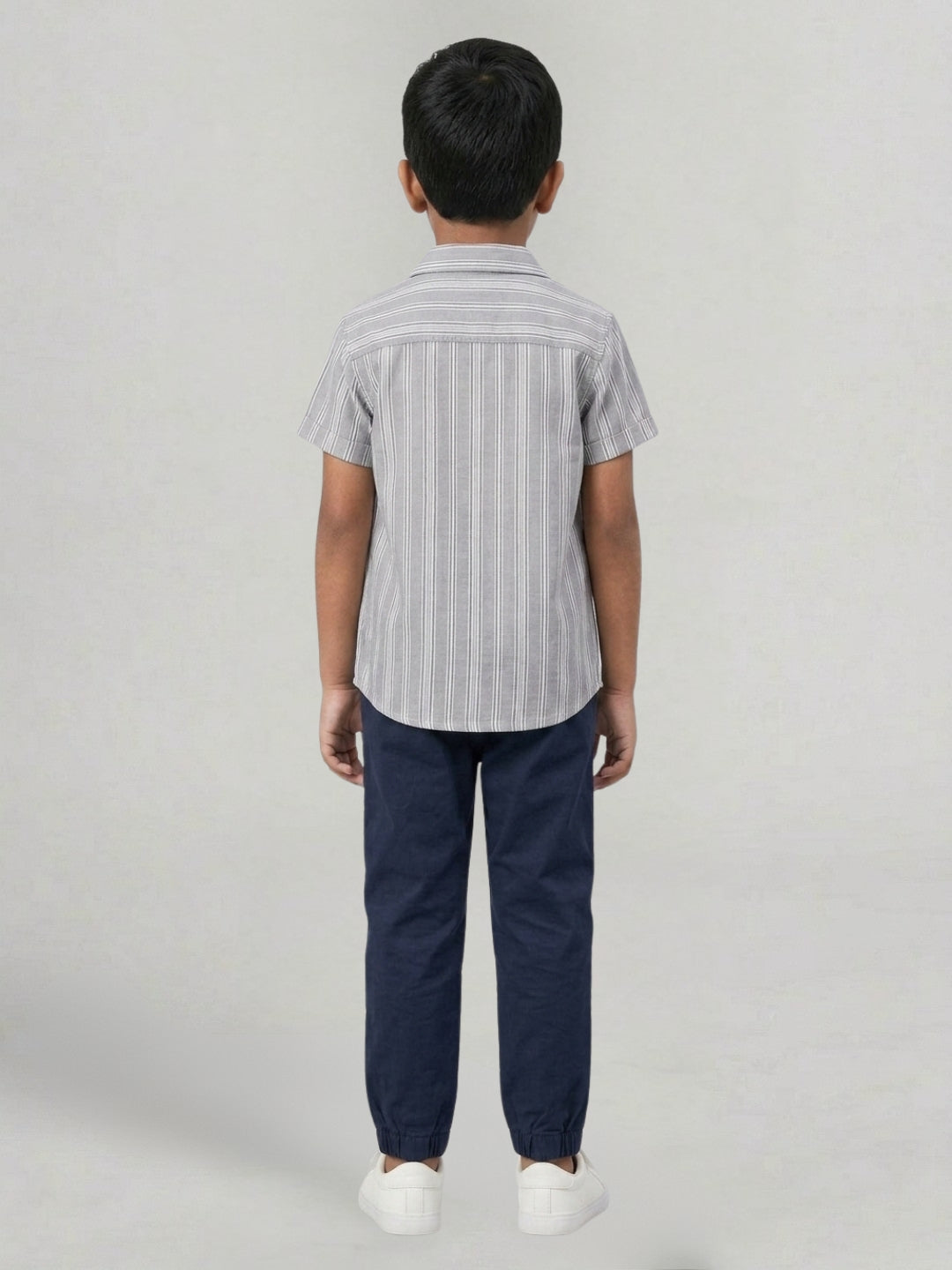 Boys Navy Color Cotton Woven Joggers