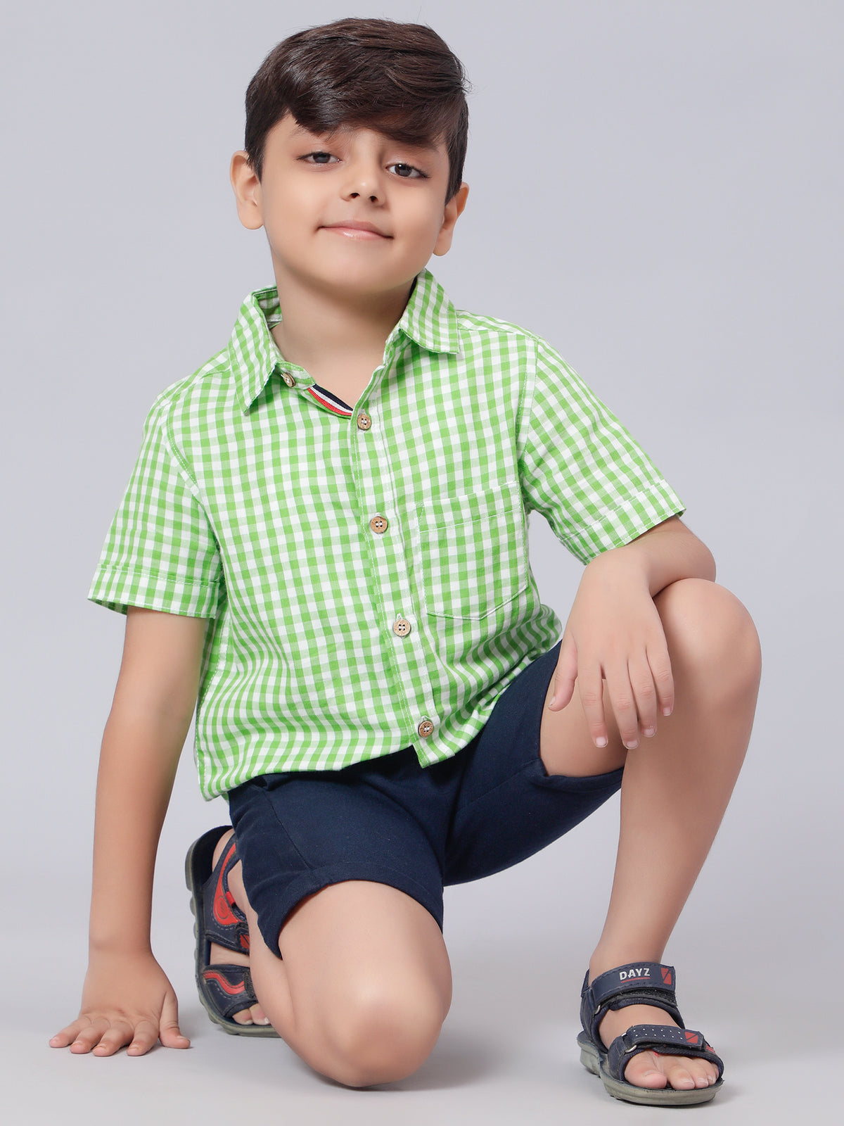 Camisa de cuadros vichy verdes y blancos