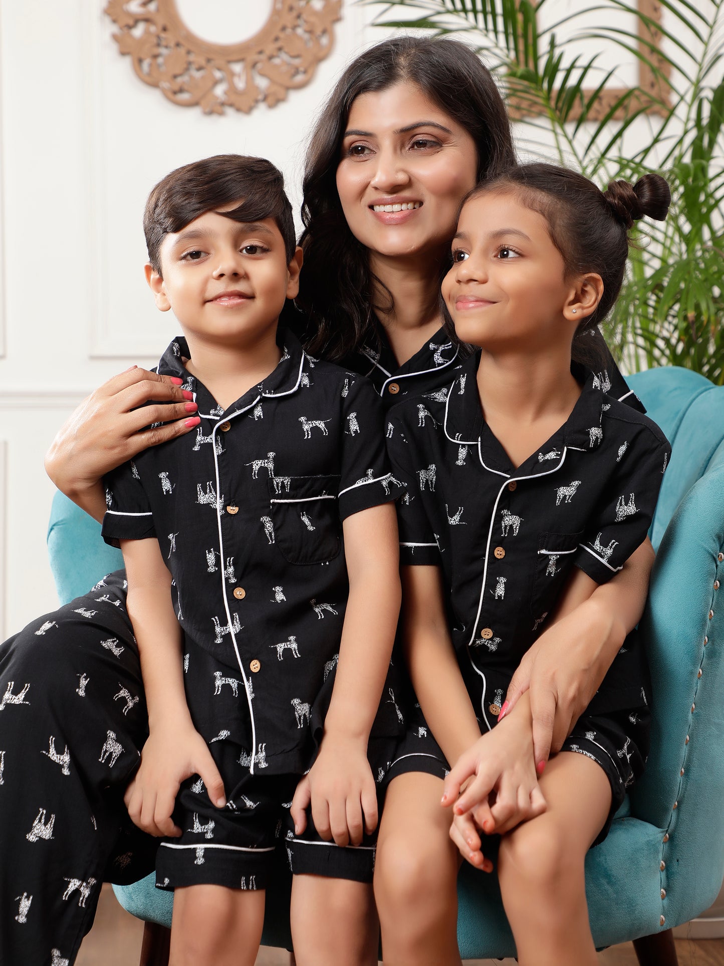 Notched Nightsuit in Dalmatian Print