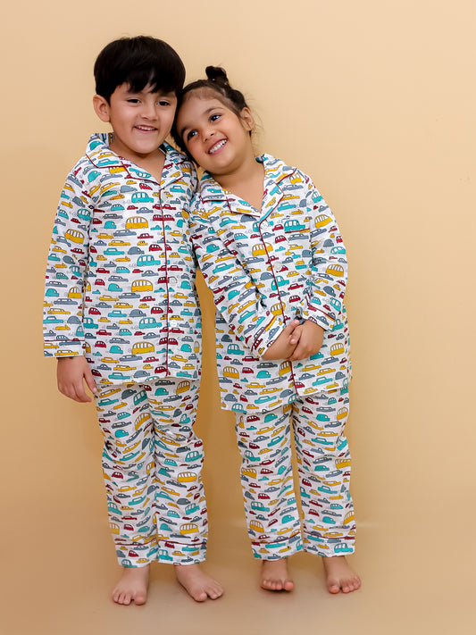 Fun Car Printed Night Suits For Boys and Girls