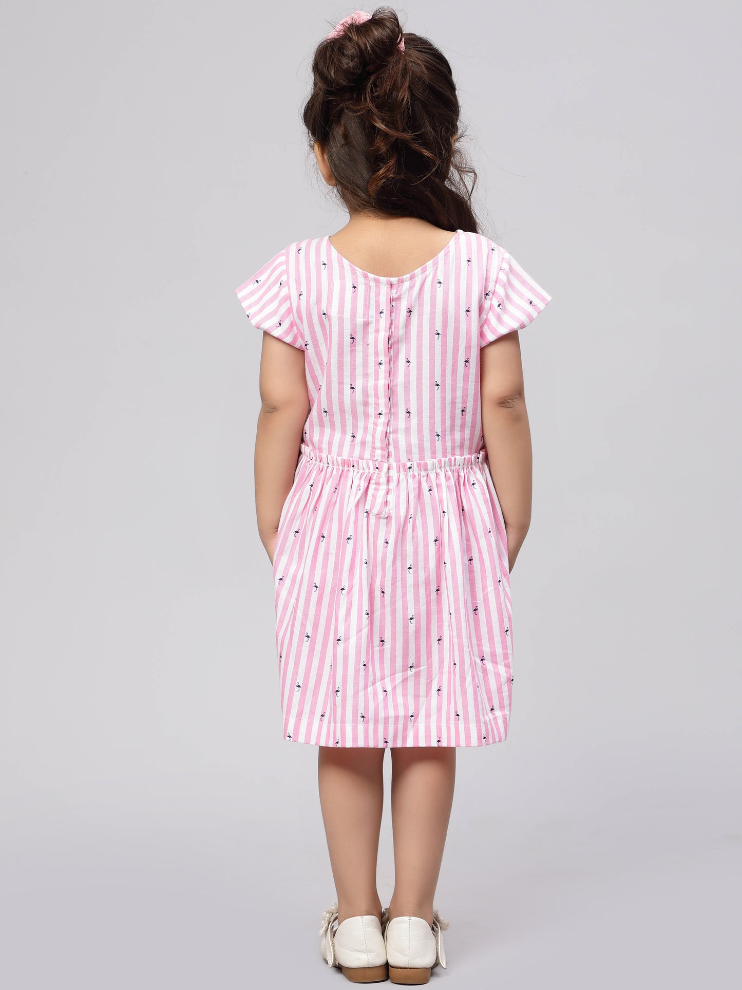 Pink & White Striped Dress for Girls